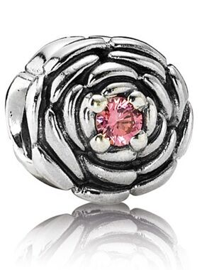 Pandora Blooming Rose Charm with Salmon CZ